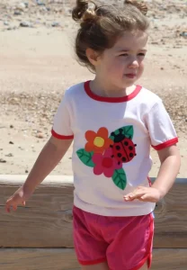 Organic Ladybird Applique Short Sleeved T-Shirt