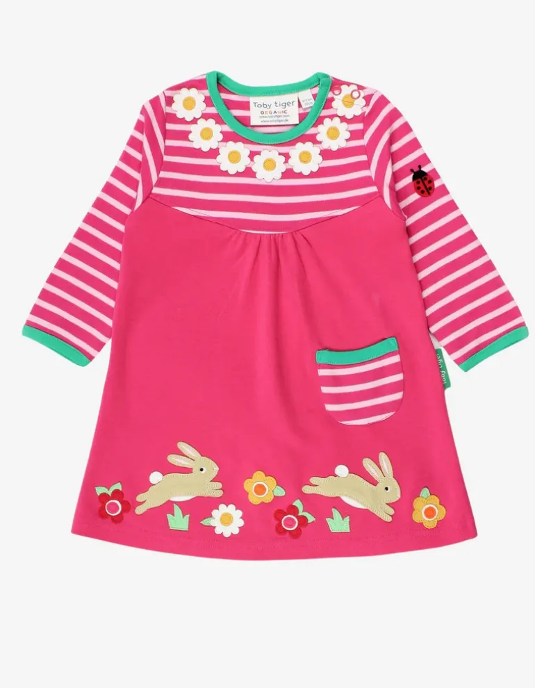 Organic Leaping Bunny Applique T-Shirt Dress