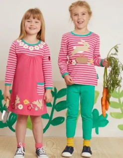 Organic Leaping Bunny Applique T-Shirt Dress