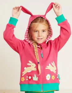 Organic Leaping Bunny Applique Hoodie