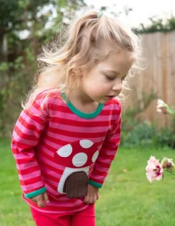 Organic Mouse and Mushroom Applique Long-Sleeved T-Shirt