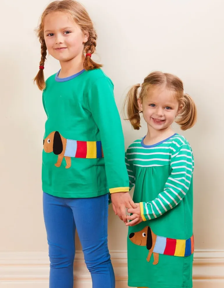 Organic Multi Sausage Dog Applique T-Shirt