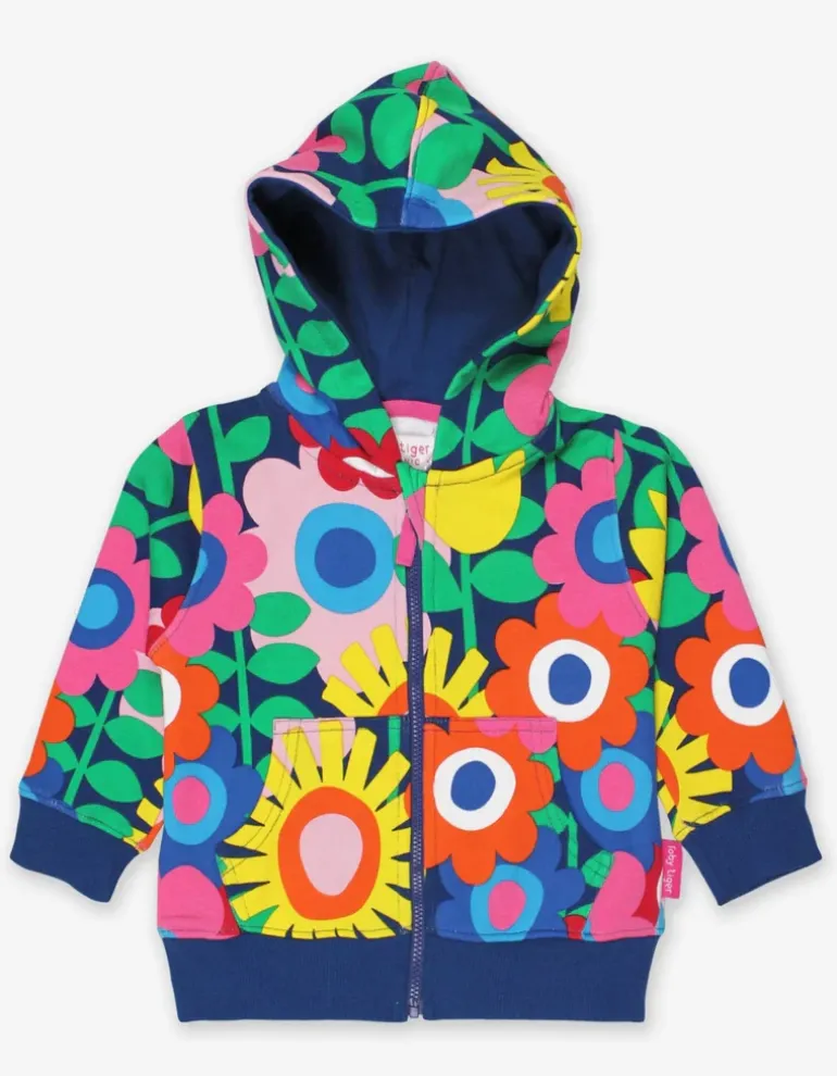 Organic Navy Flower Power Hoodie