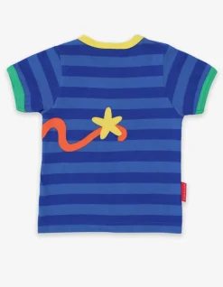 Organic Octopus Applique Dark Blue Striped T-Shirt