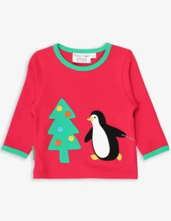Organic Penguins' Christmas Applique T-Shirt
