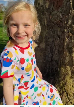 Organic Picnic Print Short Sleeved Skater Dress