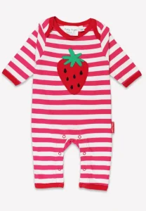 Organic Picnic Strawberry Applique Sleepsuit