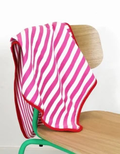 Organic Pink and White Stripe Blanket