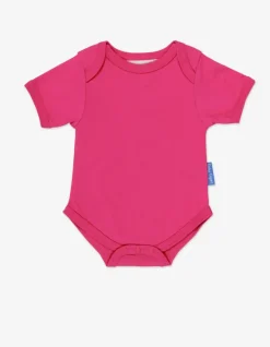 Organic Pink Basic Short-Sleeved Baby Bodysuit