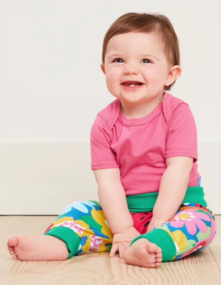 Organic Pink Basic Short-Sleeved Baby Bodysuit