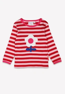 Organic Pink Flower Applique Long-Sleeved T-Shirt