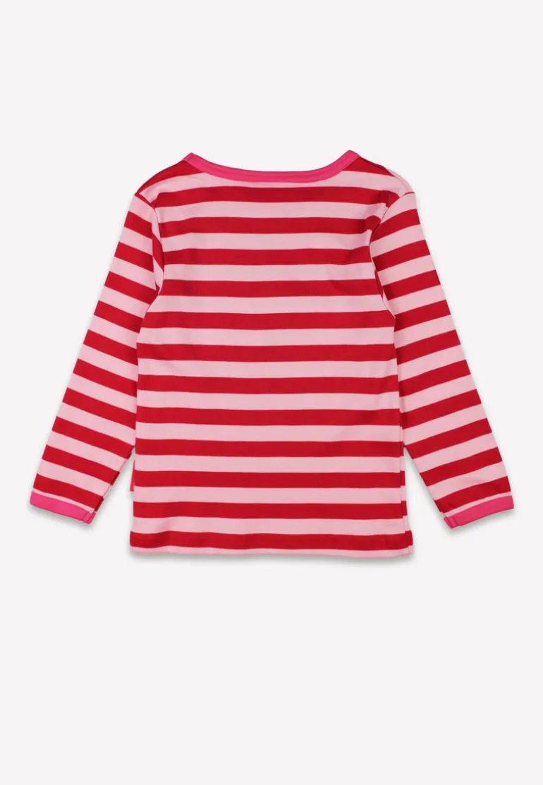 Organic Pink Flower Applique Long-Sleeved T-Shirt