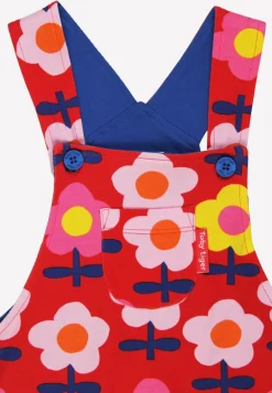 Organic Pink Flower Print Dungarees