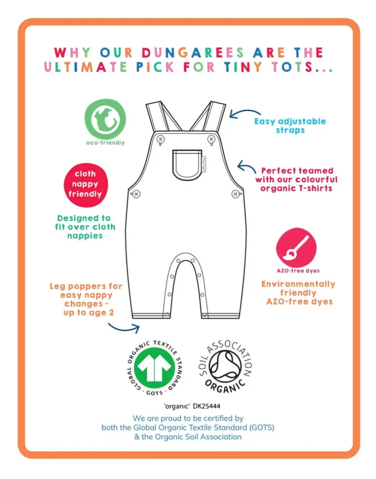 Organic Pink Flower Print Dungarees