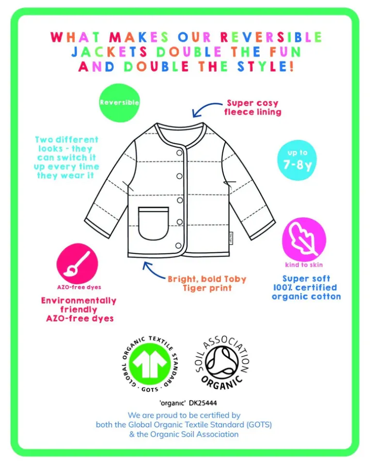 Organic Pink Flower Print Reversible Jacket