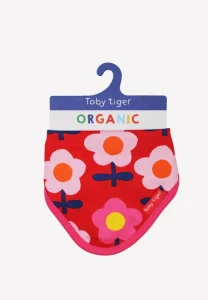 Organic Pink Flower Print Dribble Bib