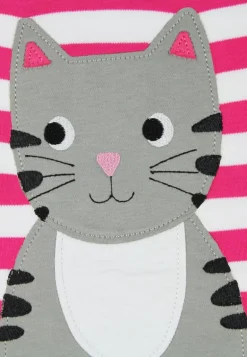 Organic Pink Kitten Applique Long-Sleeved T-Shirt