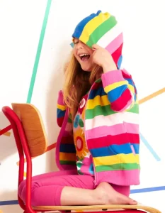 Organic Pink Multi Stripe Hoodie