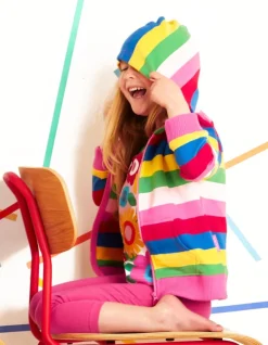 Organic Pink Multi Stripe Hoodie