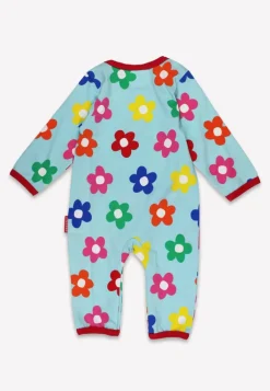 Organic Rainbow Bloom Bunny Applique Sleepsuit