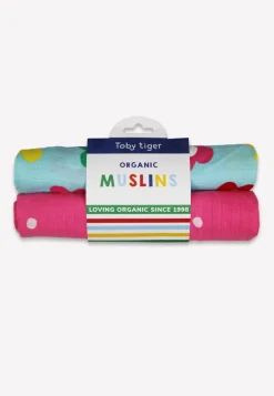 Organic Rainbow Bloom Print 2 Pack Muslins
