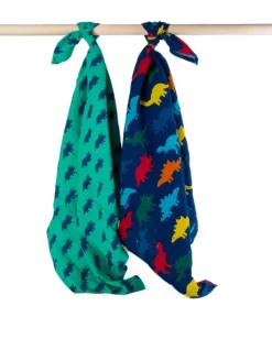 Organic Rainbow Dinosaur Print Muslin 2-Pack