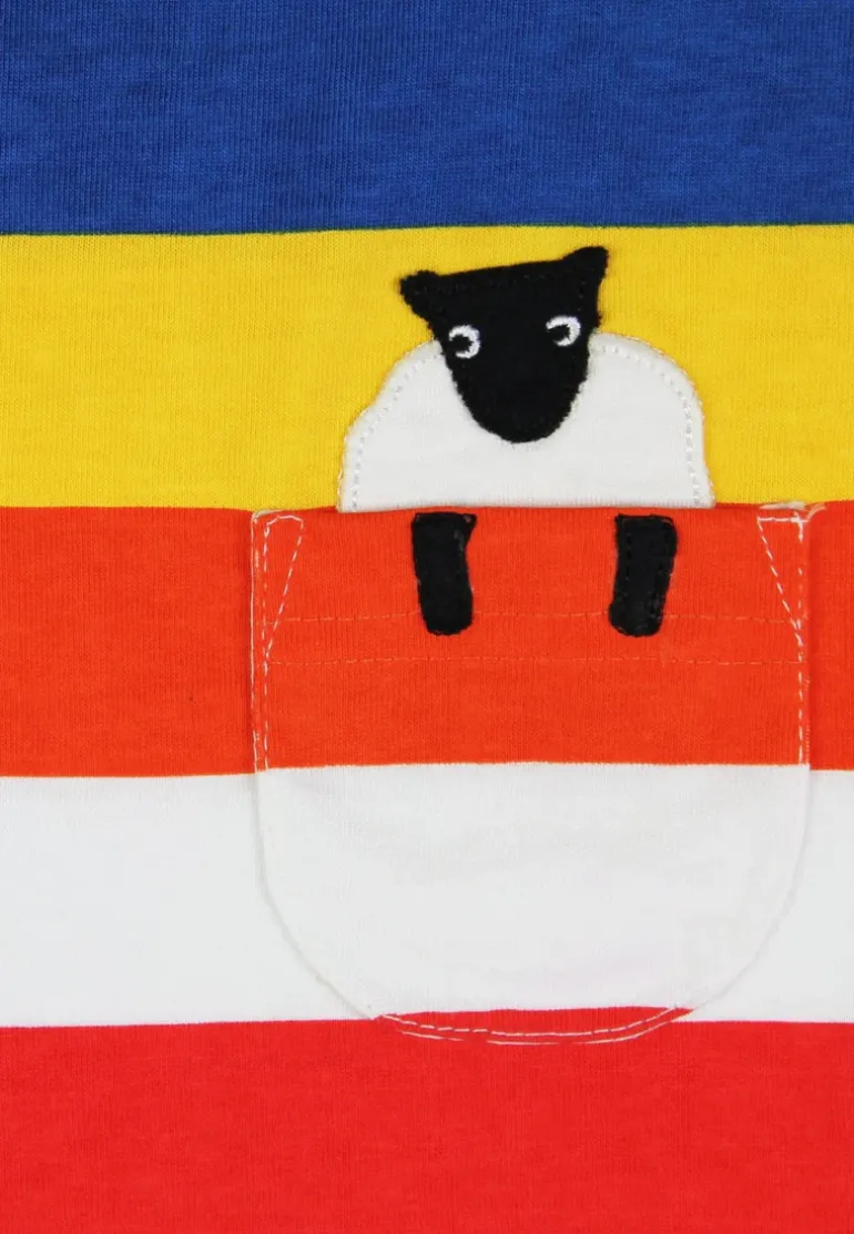 Organic Rainbow Sheep Pocket Applique Short-Sleeved T-Shirt