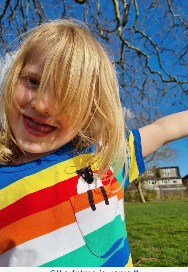 Organic Rainbow Sheep Pocket Applique Short-Sleeved T-Shirt