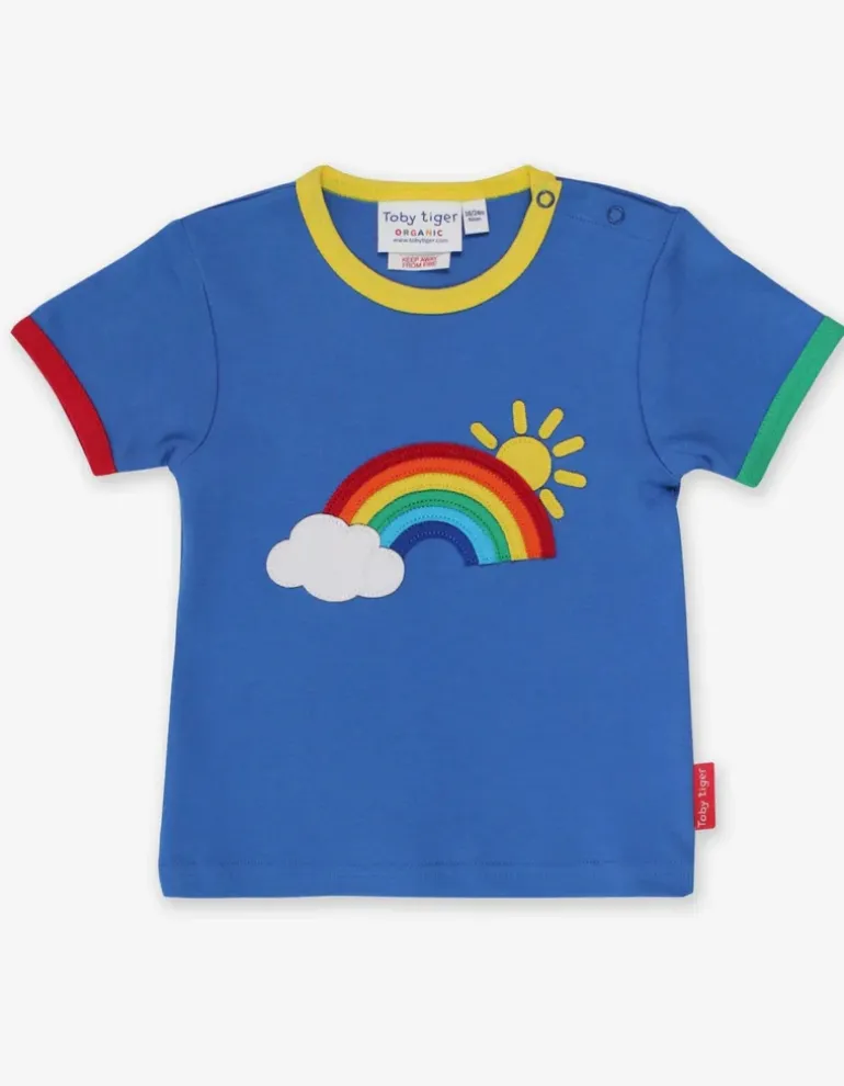 Organic Rainbow Sun and Cloud Applique T-Shirt