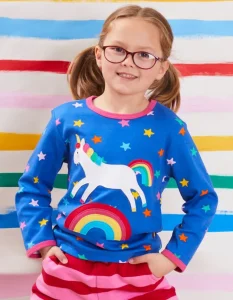 Organic Rainbow Unicorn Applique T-Shirt