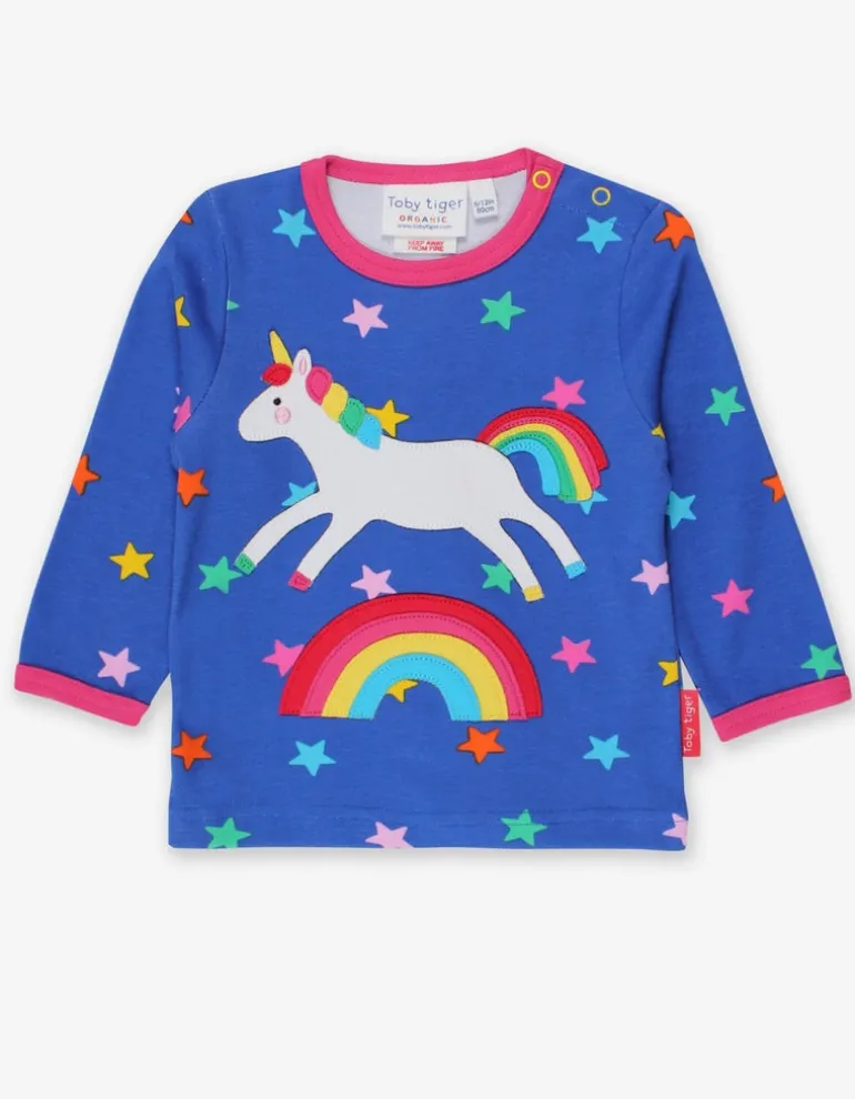 Organic Rainbow Unicorn Applique T-Shirt