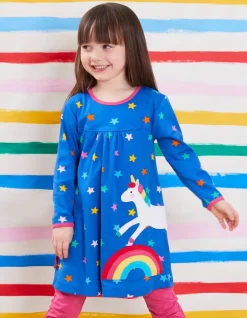 Organic Rainbow Unicorn Applique T-Shirt Dress