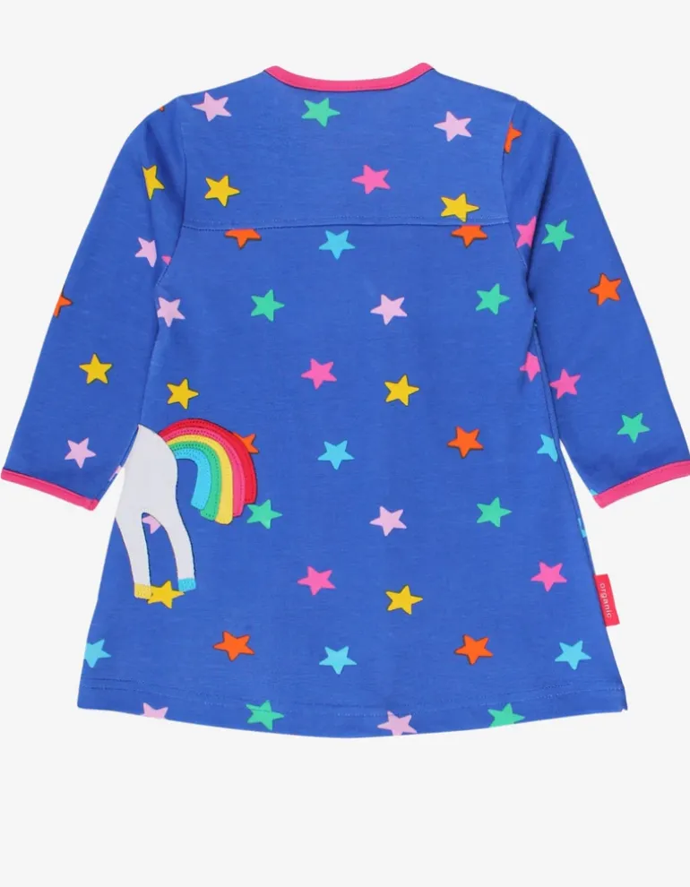 Organic Rainbow Unicorn Applique T-Shirt Dress