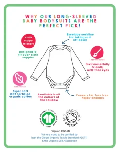 Organic Red Basic Long-Sleeved Baby Bodysuit