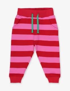 Organic Red Pink Striped Joggers