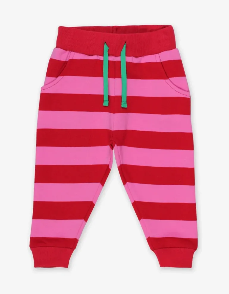 Organic Red Pink Striped Joggers