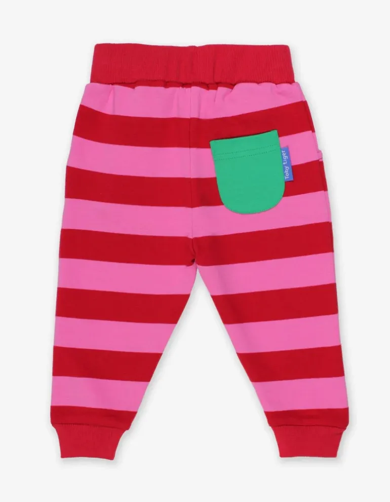 Organic Red Pink Striped Joggers