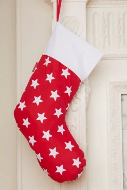 Organic Red Star Christmas Stocking