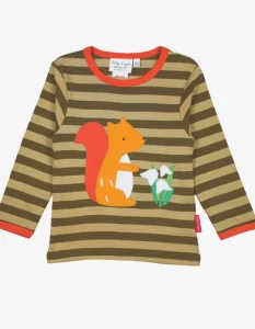 Organic Squirrel Applique Long-Sleeved T-Shirt