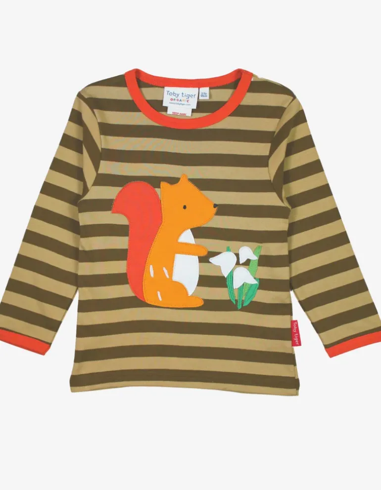 Organic Squirrel Applique Long-Sleeved T-Shirt