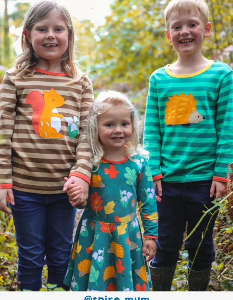 Organic Squirrel Applique Long-Sleeved T-Shirt