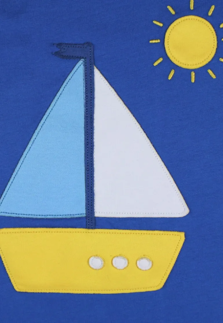 Organic St Ives Boat Applique Short Sleeved T-Shirt