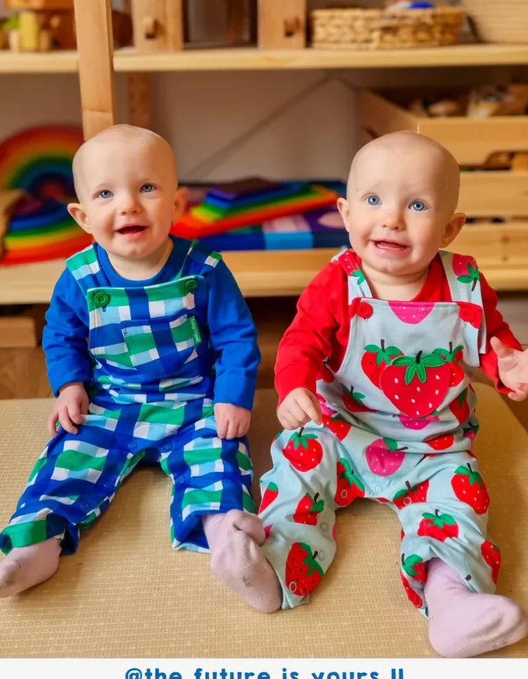 Organic Strawberry Print Dungarees