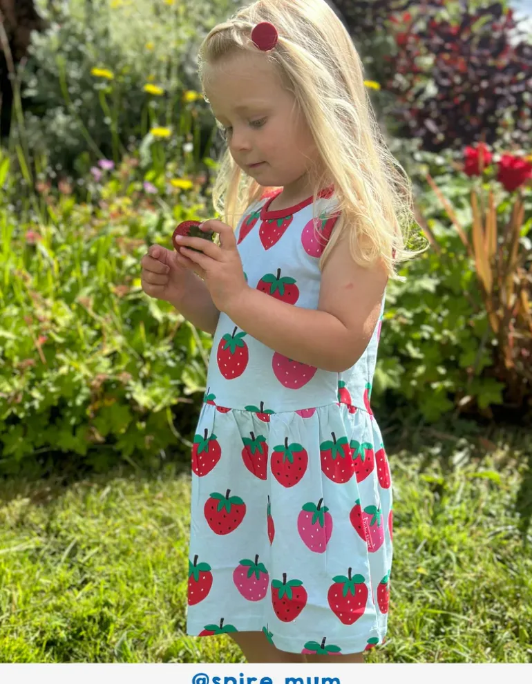 Organic Strawberry Print Summer Dress