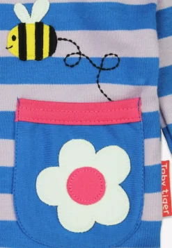 Organic Striped Daisy Applique Long-Sleeved T-Shirt