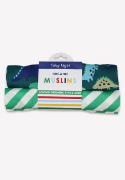 Organic Tonal Dinosaur Muslin 2-Pack