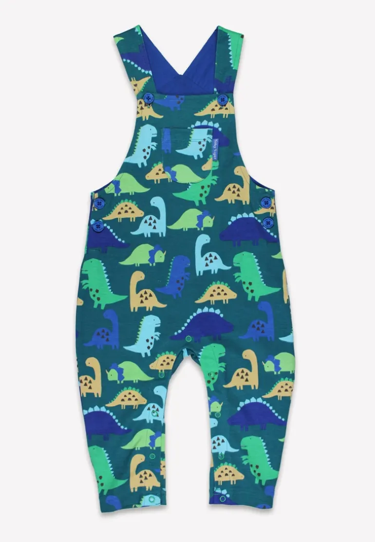 Organic Tonal Dinosaur Print Dungarees