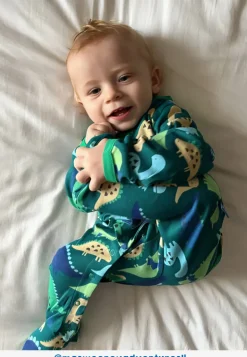 Organic Tonal Dinosaur Print Sleepsuit