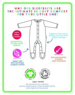 Organic Tonal Dinosaur Print Sleepsuit