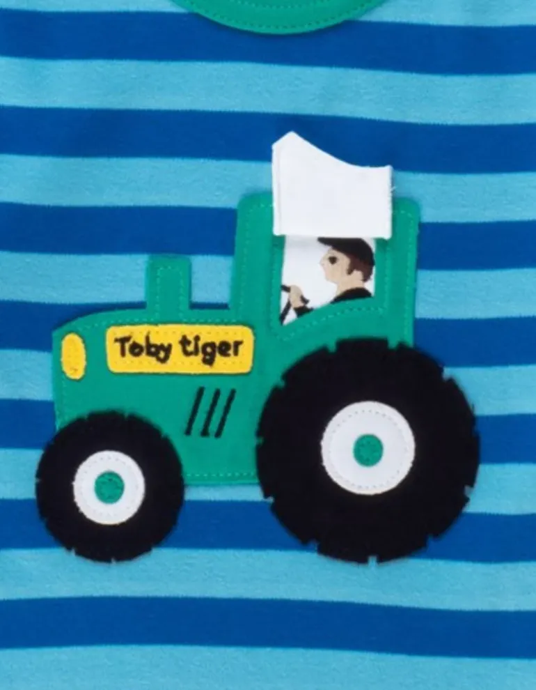 Organic Tractor Applique Long-Sleeved T-Shirt